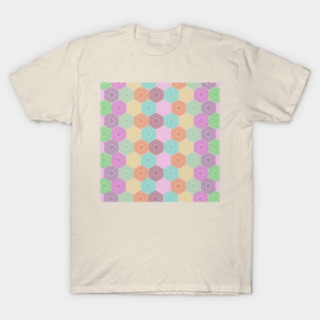 colorful hexagon mosaic pattern T-Shirt by oknoki